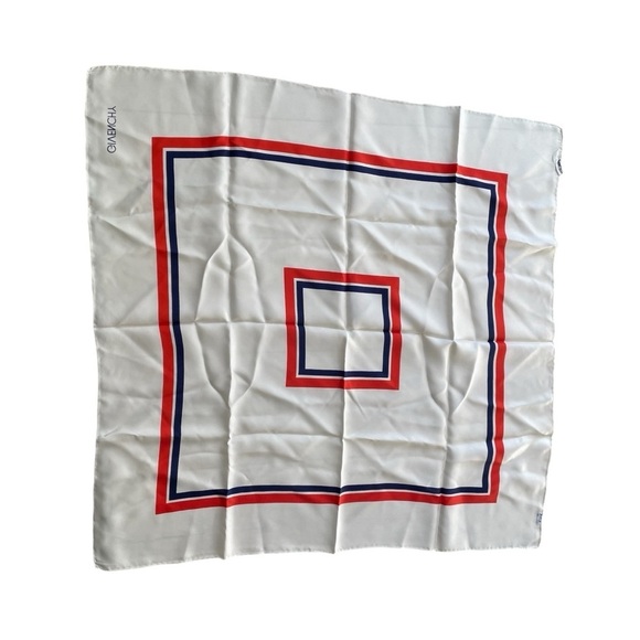 GIVENCHY France Silk Square Scarf Soie Bonwit Teller White Red Blue One Size - Picture 5 of 8